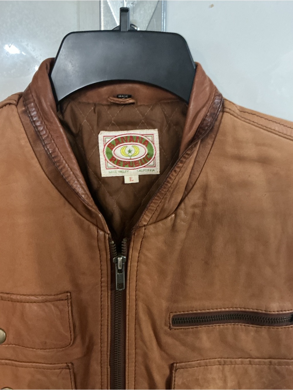 Banana Republic Men's Cognac Leather Jacket rare vintage original br
